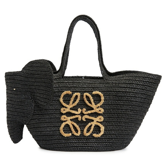 Loewe Handbags - LOEWE x Paula Ibiza Elephant Raffia Basket Bag Black